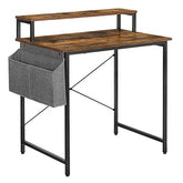 Computerbord med skærmhylde, industrielt look, 80x55x90 cm, rustik brun/sort