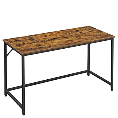 Smalt kontorbord, 140 x 60 x 76 cm, stål, industrielt design, vintage brun/sort