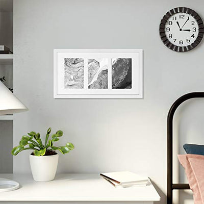 Trippel Billedramme, Fotoramme til Tre 10 x 15 cm (4 x 6 tommer) Billeder, Vægmonteret eller Bordpladevisning, MDF, Glasfront, Hvid