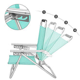 Bærbar Strandstol med 4-positioner, Foldbar Strandstol med Armlæn, Åndbart og Komfortabelt Stof