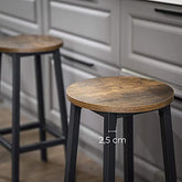 Sæt af 4 barstole i industriel stil, 65 cm højde, vintage brun/sort