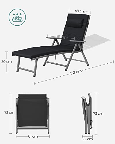 Nyd sommeren fuldt ud: Foldbar solseng med nakkepude og høj bæreevne (150 kg)