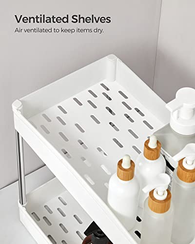 Under vask organisator, under badeværelsevask opbevaring, 2 Etager med Kroge, Hvid