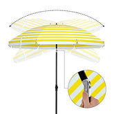 Parasol (2 m) - Perfekt til strand, have, altan og pool (Stribet gul/hvid)