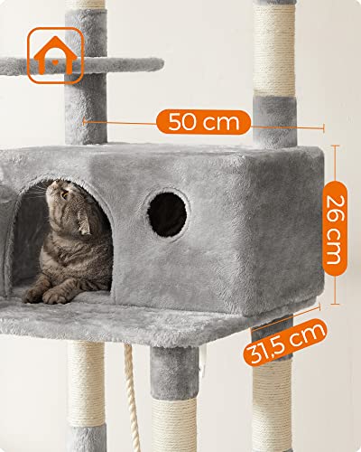 Det sikre og stabile kattetræ, der vil holde din kat glad og aktiv, 164 cm, lysegrå