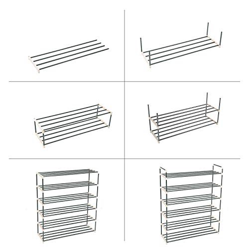 Skoreol med 6 hylder, metalhylder til op til 30 par sko, 92 x 30 x 113 cm - Lammeuld.dk