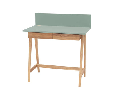 LUKA Asketræ Skrivebord 85x50cm med Skuffe Salviegrøn