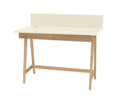 LUKA Asketræ Skrivebord 110x50cm med Skuffe Hvid
