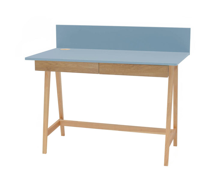 LUKA Asketræ Skrivebord 110x50cm med Skuffe Gentle Blue