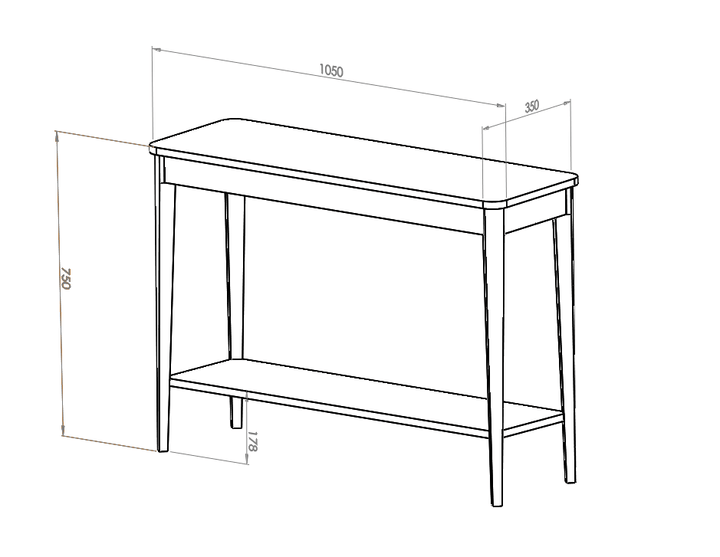 ASHME Konsolbord 85x35cm - Gul