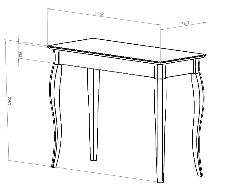 LILLO Konsolbord 85x35cm Gul