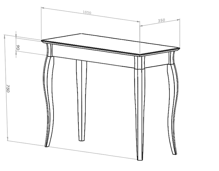 LILLO Konsolbord 85x35cm Gul