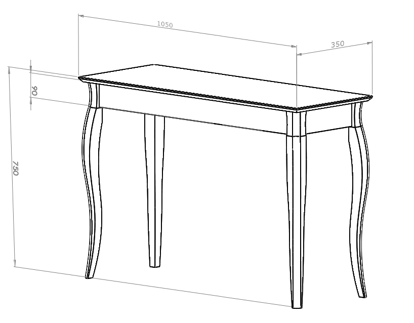 LILLO Konsolbord 105x35cm Gul