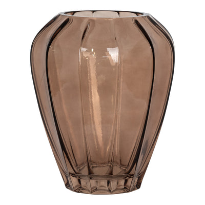 Vase - Vase i glas, brun, Ø22x29 cm