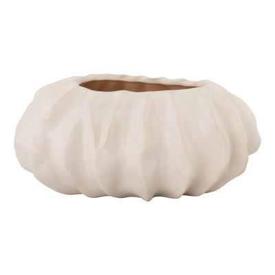 Vase - Vase i keramik, hvid, oval, 21,5x15x9,5 cm