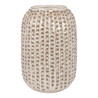Vase - Vase i keramik, brun med mønster, rund, Ø13x20 cm