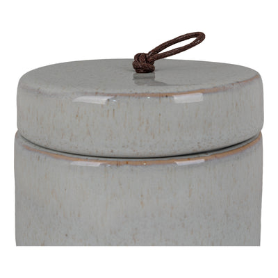Krukke - Krukke i keramik, med låg, grå, rund, Ø10,5x10 cm