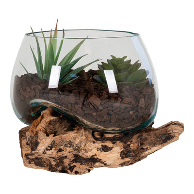 San Marino Waterdrop - Vanddråbe i teaktræ og glas, natur, h15 cm