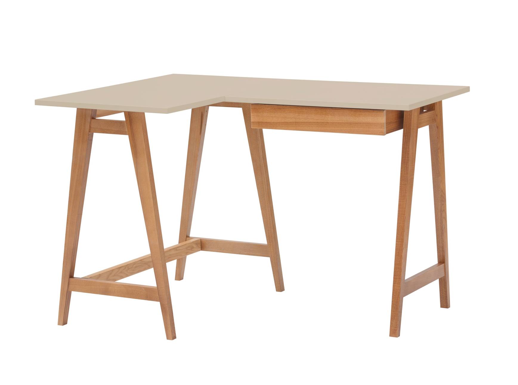 LUKA Hjørneskrivebord B115cm x D85cm Brun Beige Eg Venstre Side