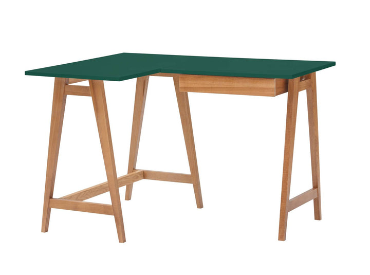 LUKA Hjørneskrivebord B115cm x D85cm Sea Green Brun Eg Venstre Side