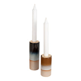 Lysestage - Lysestage i keramik, lyseblå/brun, Ø5x10 cm
