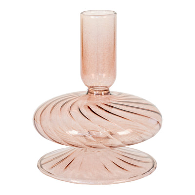 Lysestage - Lysestage i mundblæst borosilikatglas, brun, rund, Ø9x11,5 cm