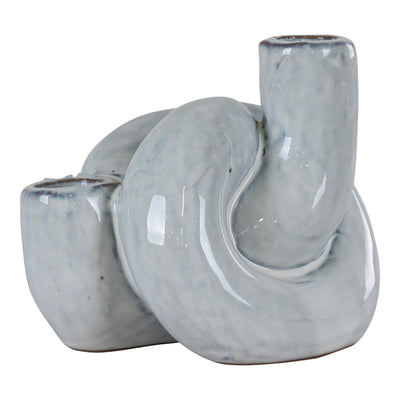 Lysestage - Lysestage i keramik, hvidmeleret, 10,5x12,5x10,5 cm