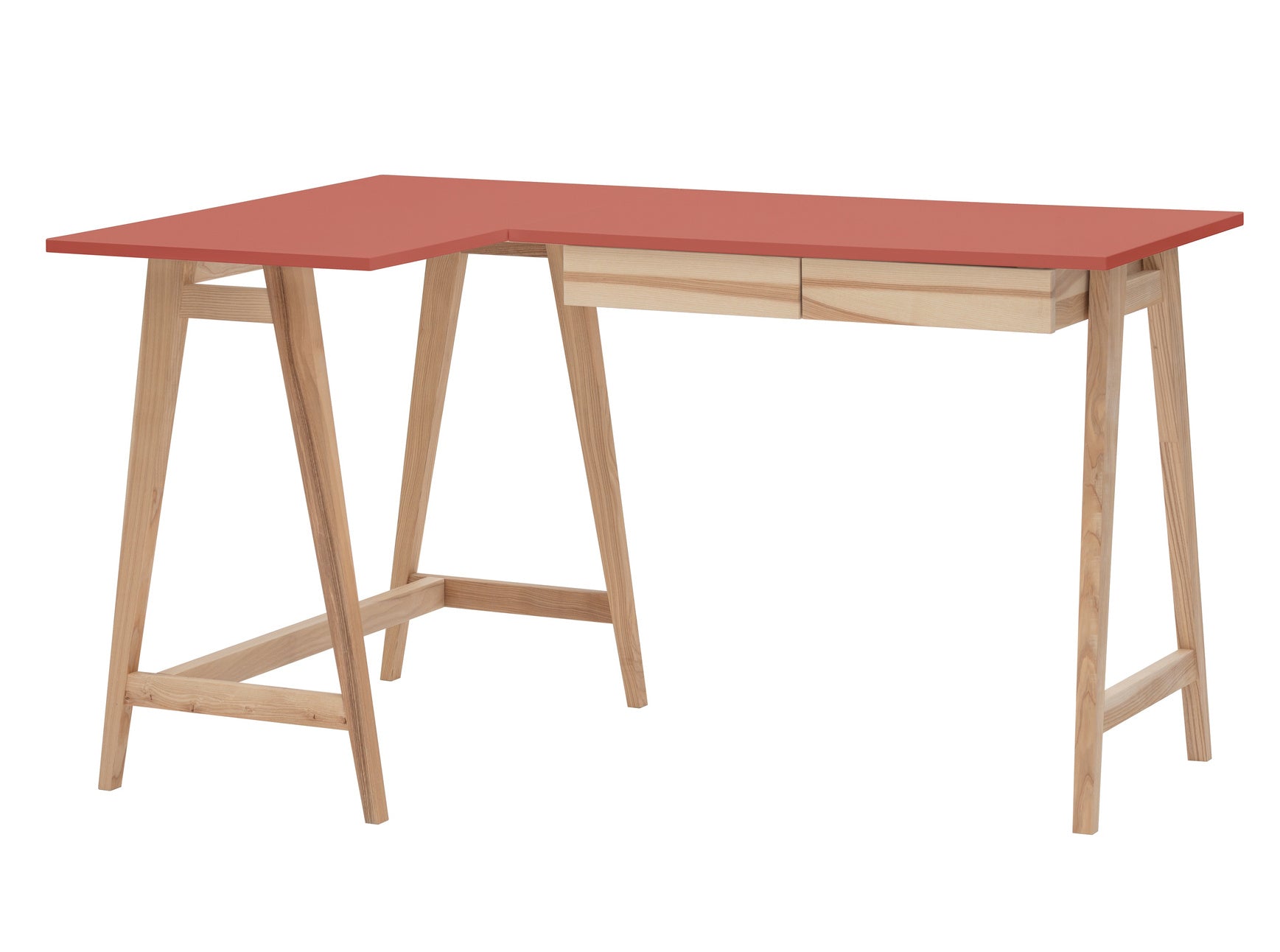 LUKA Asketræ Hjørneskrivebord B135 x D85cm Antik pink Venstre Side