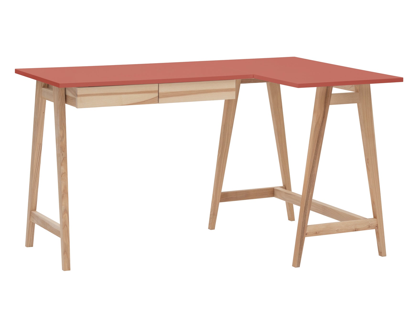 LUKA Asketræ Hjørneskrivebord B135cm x D85cm Antik pink Højre Side