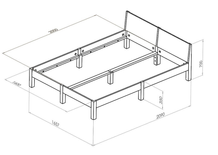 DABI Seng B 140cm x L 200cm Havgrøn