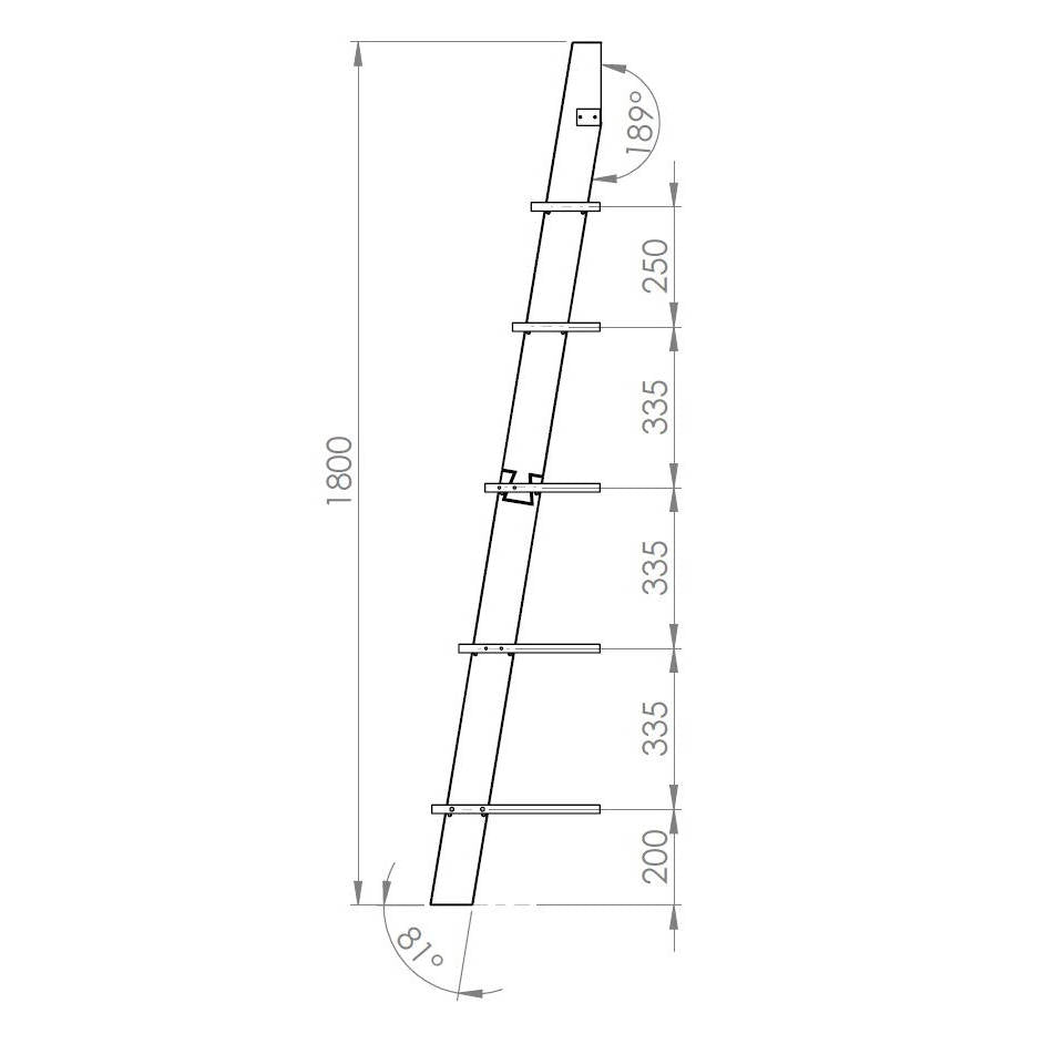 ASHME Stigehylde 85x35x180cm - Hvid