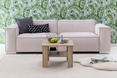 Sofabord med hylde, B60xH42xD60 cm, naturfarvet