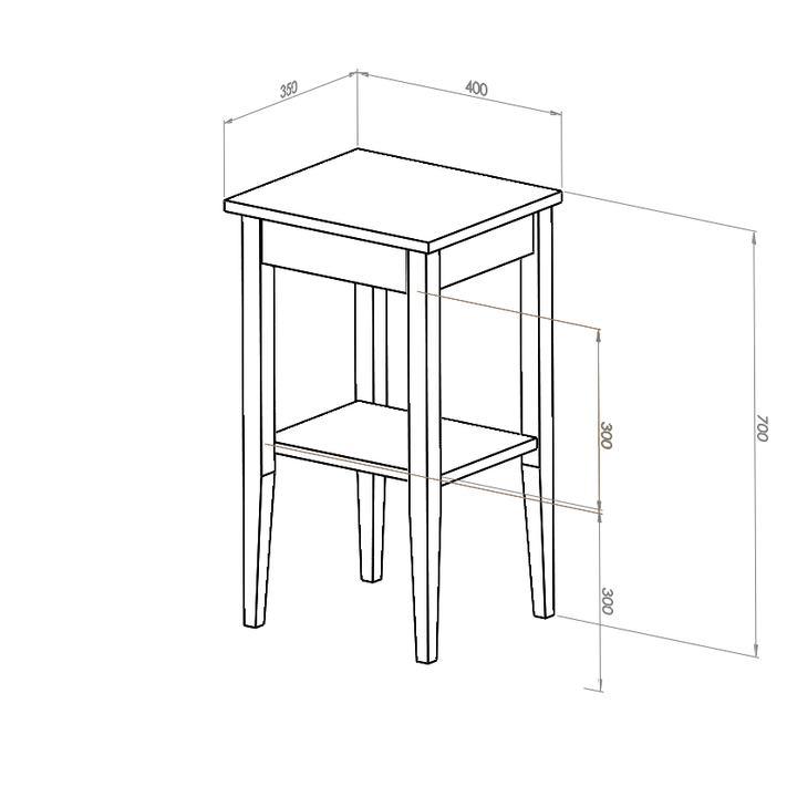 ENTLIK Sengebord 40x35x70cm Hvid