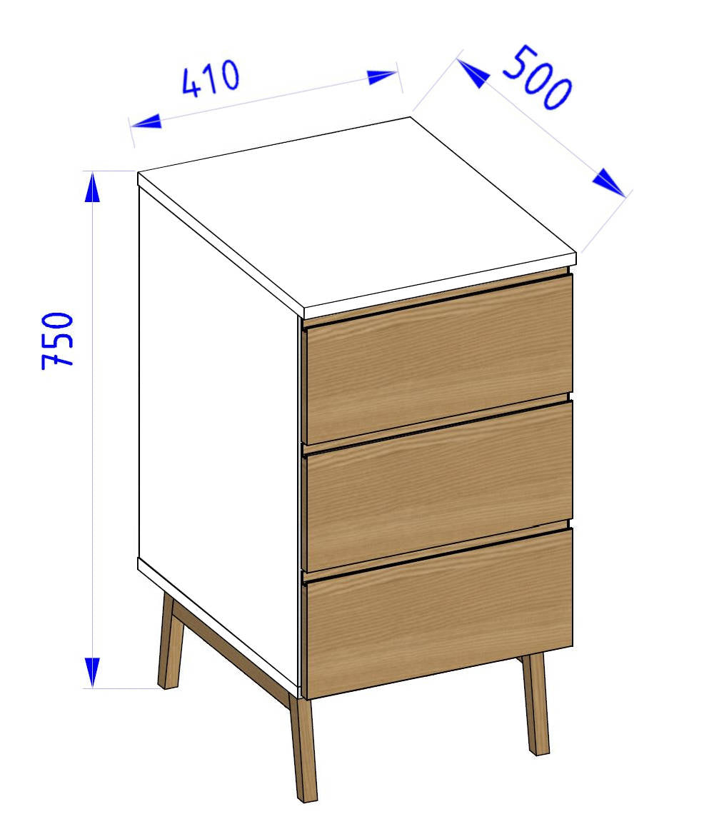 LUKA 3-skuffer Opbevaringsskab B41xD50cm Gul