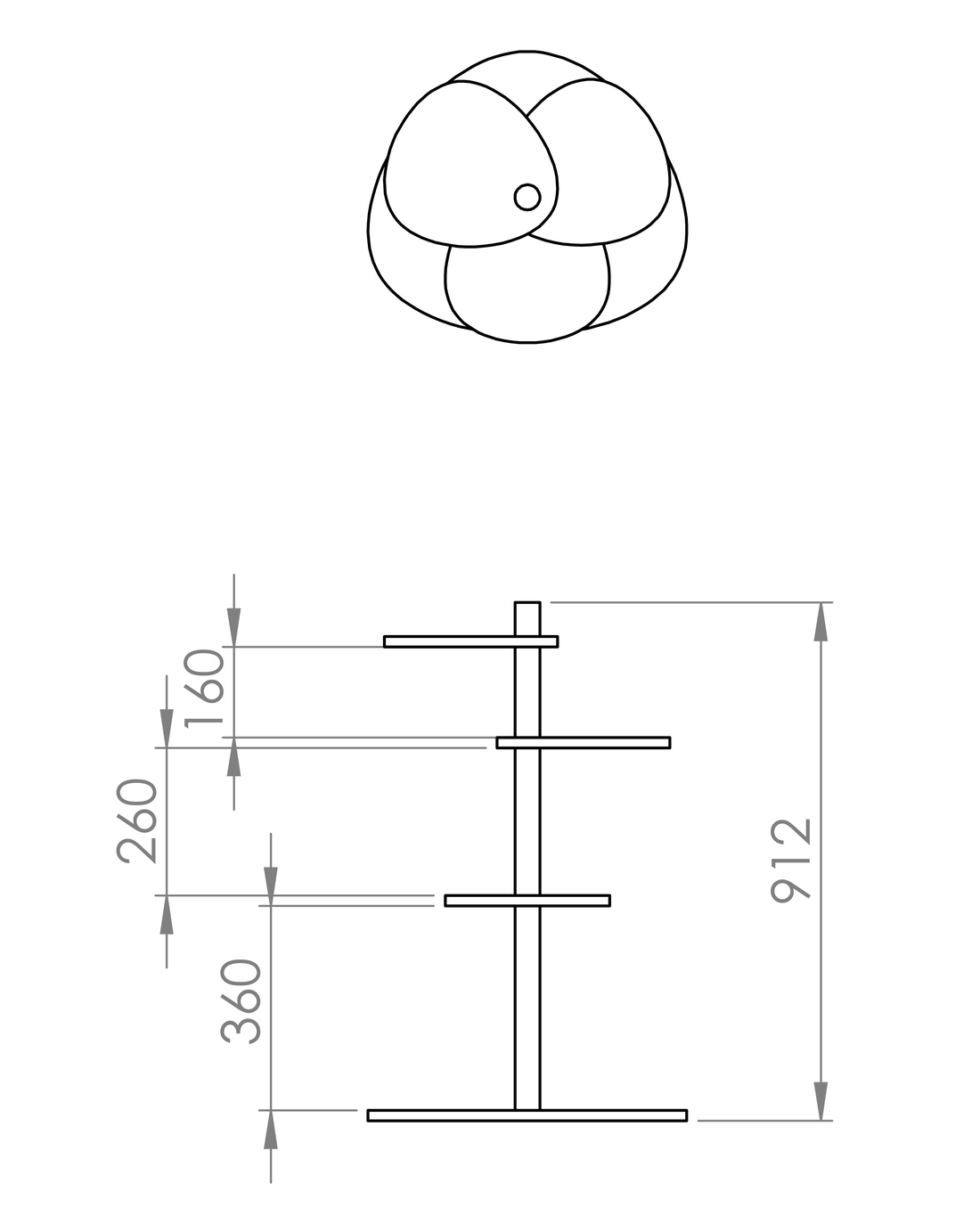 MAGLA 3-lags Asketræ Plantestand B55 x H91cm Brun