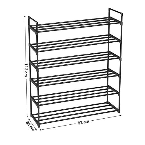 Skoreol med 6 hylder, holder op til 30 par sko - 92 x 30 x 103 cm - Lammeuld.dk