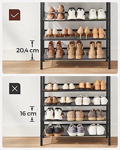 Skoreol med 4 net-hylder, 28x75x93 cm, brun og sort