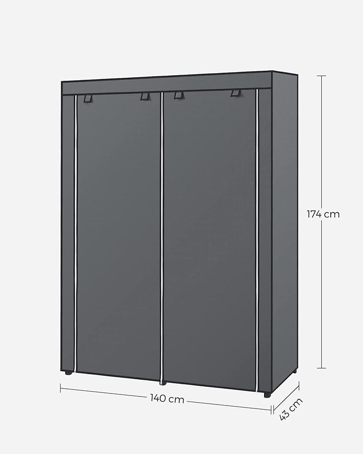Dobbelt garderobeskab med stofovertræk, grå
