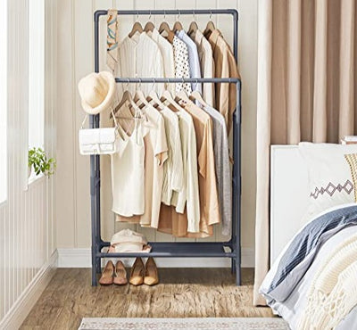 Organiser dit tøj: Dobbelt tøjstativ til soveværelse og entré, grå