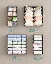 Ryd op i undertøjet! 8 organiseringsbokse (grå) - Foldbare & pladsbesparende