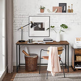 Smalt kontorbord, 140 x 60 x 76 cm, stål, industrielt design, vintage brun/sort