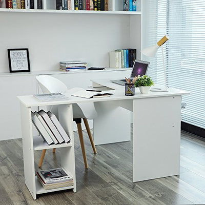 Hjørneskrivebord, L-Formet Skrivebord Med Glidende Tastaturhylde, 2 Hylder