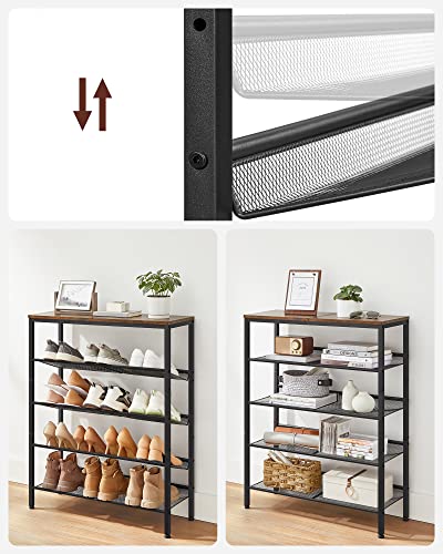 Skoreol med 4 net-hylder, 28x75x93 cm, brun og sort