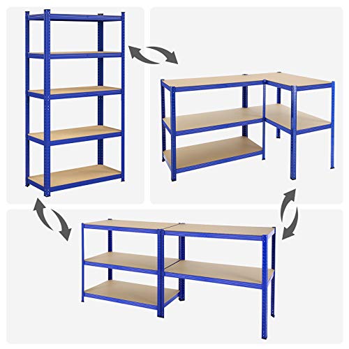 2 x stålreoler med 875 kg kapacitet, 40 x 90 x 180 cm, blå