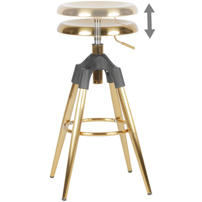 Trendy designer barstol i guldfarvet metal, 72-80 cm