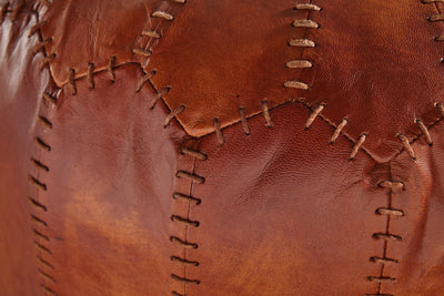 Skammel / benstøtte i ægte læder, brun, 52 x 40 x 52 cm