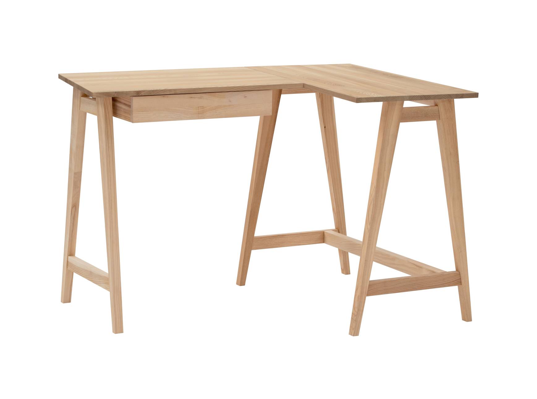 LUKA Ask L-formet skrivebord B115cm x D85cm Højrestillet