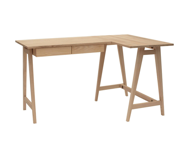 LUKA Ask L-formet skrivebord B135cm x D85cm Højrestillet