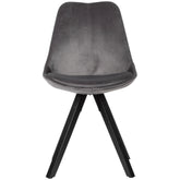 Sæt med 2 x stole, fløjlsstof og træben, mørkegrå