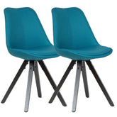 Sæt med 2 x spisebordsstole, polstret, skandinavisk stil, petrol blå